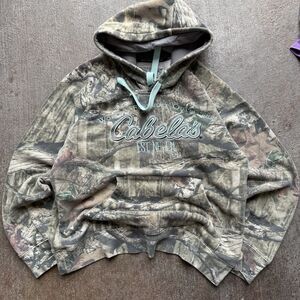 Cabelas Heavyweight Vintage Camo Hoodie Size Large